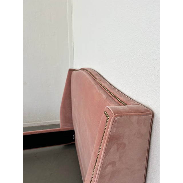 Pink Mitchell Gold Bob Williams Pink Velvet Queen Bed For Sale - Image 8 of 9