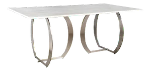 Monique Marble Top Dining Table in Silver