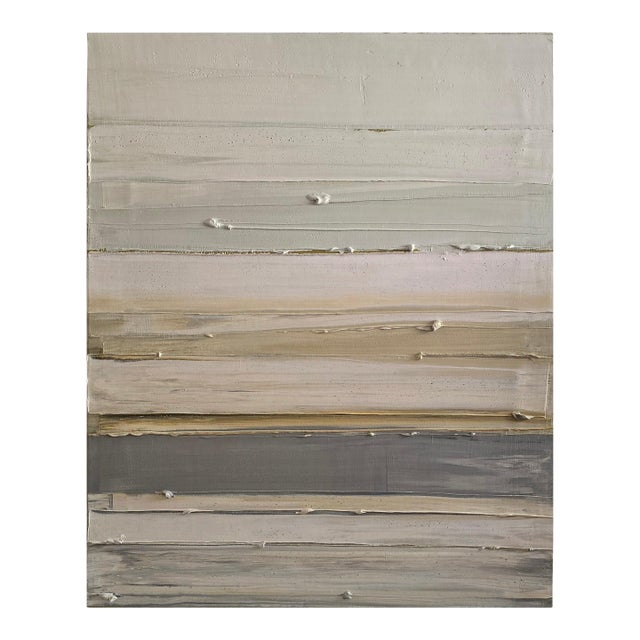 Abstract Minimalist Landscape Oil Painting by Diane Grant / Neutral Color Palette / Color Field / Seascape For Sale