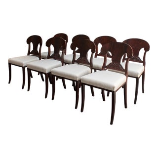 1920s Set of 8 Swedish Karl Johan Biedermeier Revival Dining Chairs For Sale