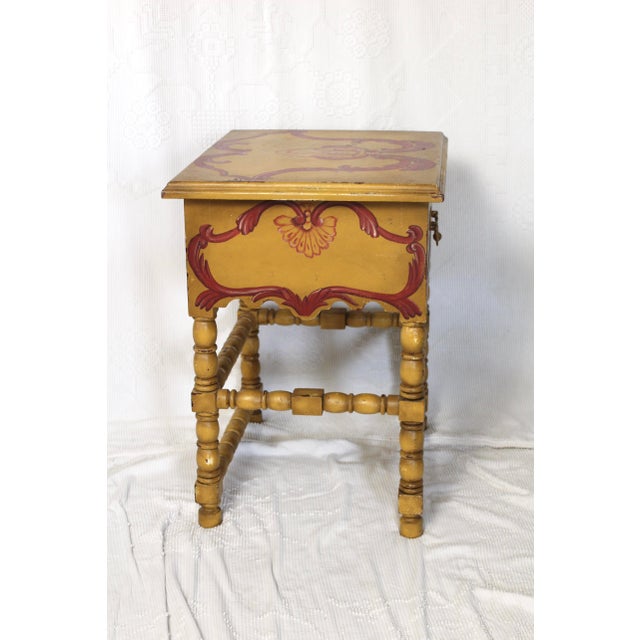 1990s Red and Yellow Handpainted Table From the 1990s by Guildmaster For Sale - Image 5 of 13