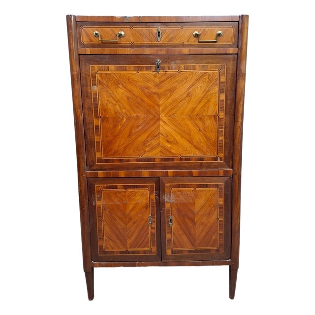 Late 18th Century LXVI Marquetry Drop-Front Secretary For Sale