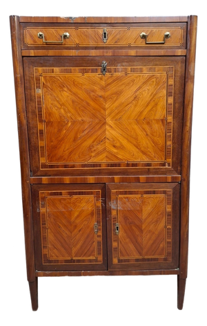 Late 18th Century LXVI Marquetry Drop-Front Secretary