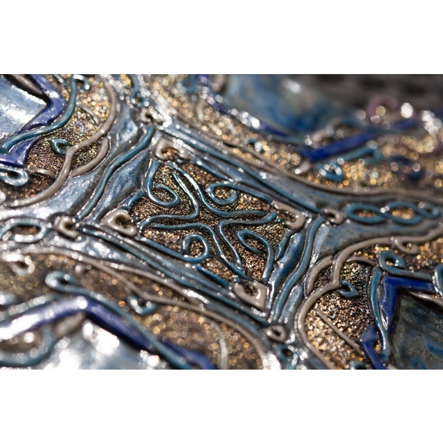 Blue Raku Ceramic Wall Sculpture Intertwining Passion by Stefania Zoppellaro, 2022 For Sale - Image 8 of 12