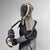 Decorative vintage Japanese kendo equipment, or bōgu, presented on an adjustable metal display stand, presumably dating...