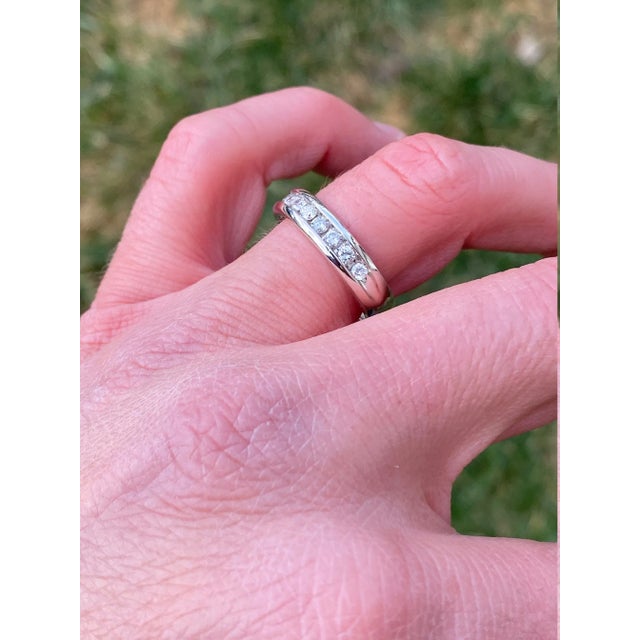 Metal The Nurrin: Gentleman's 14K Channel Set Diamond Wedding Band For Sale - Image 7 of 8