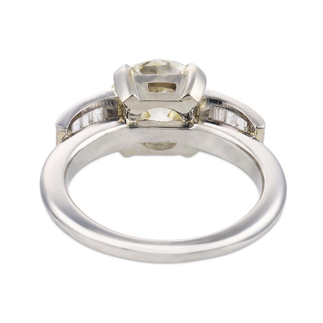 Mid Century Gia 3.05 Carat Old European Cut Diamond Platinum Engagement Ring, Size 5.75 For Sale In Los Angeles - Image 6 of 6