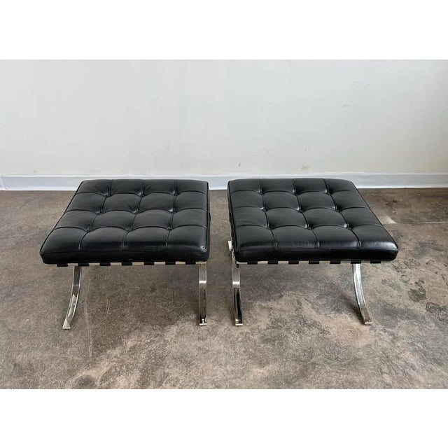 Knoll Authentic and Labeled Mies Van Der Rohe Barcelona Chairs With Ottomans for Knoll, 1960s - 2 Sets For Sale - Image 4 of 12