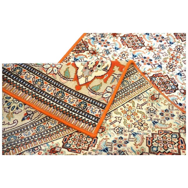 Vintage Persian Tabriz Taba Tabai Wool 3x10 Orange & Ivory Handmade Runner Rug #1144064 For Sale - Image 10 of 11