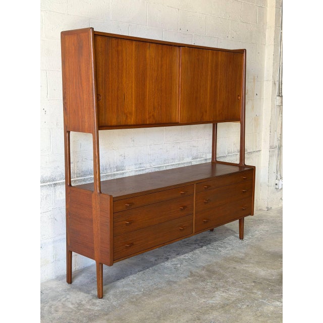 Mid-Century Modern In Style of Hans Wegner Ry Møbler Large Teak Credenza With Hutch Danish Mid-Century Modern 1960s For Sale - Image 3 of 14
