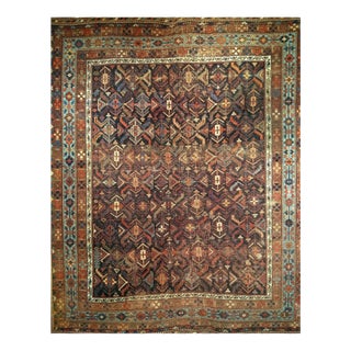 19th Century Persian Afshar Tribal Rug, Handwoven Wool, All-Over Geometric Pattern, Navy & Blue, 5x6 For Sale