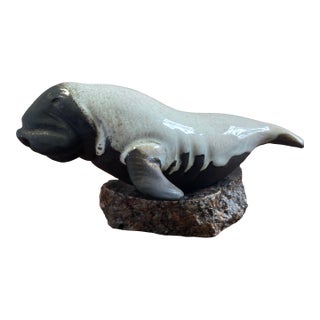 1970s Manatee Sculpture Signed by Maigon Daga For Sale