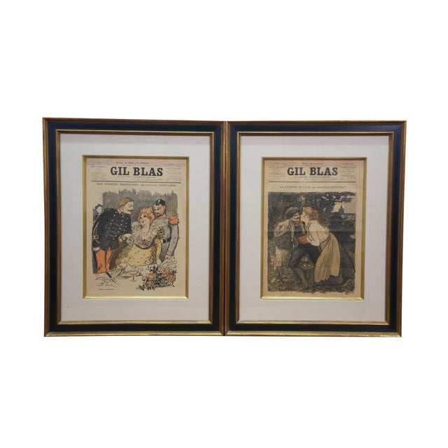 Victorian Antique Gil Blas French Belle Époque Newspaper Advertising Framed Steinlen 23" - Set of 4 For Sale - Image 3 of 18