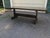 Mid Century trestle style dining table possessing beaucoup gravitas. Two and a quarter inch thick multi-plank maple top...