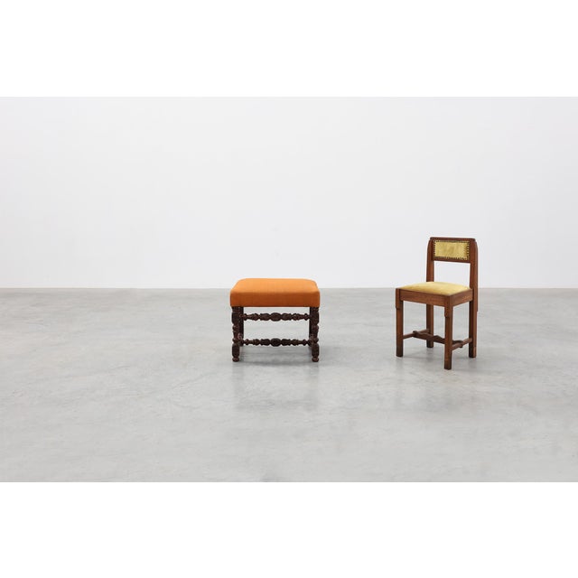 A beautifully crafted Louis XIII walnut stool, exemplifying the robust elegance and refined craftsmanship of seventeenth-...