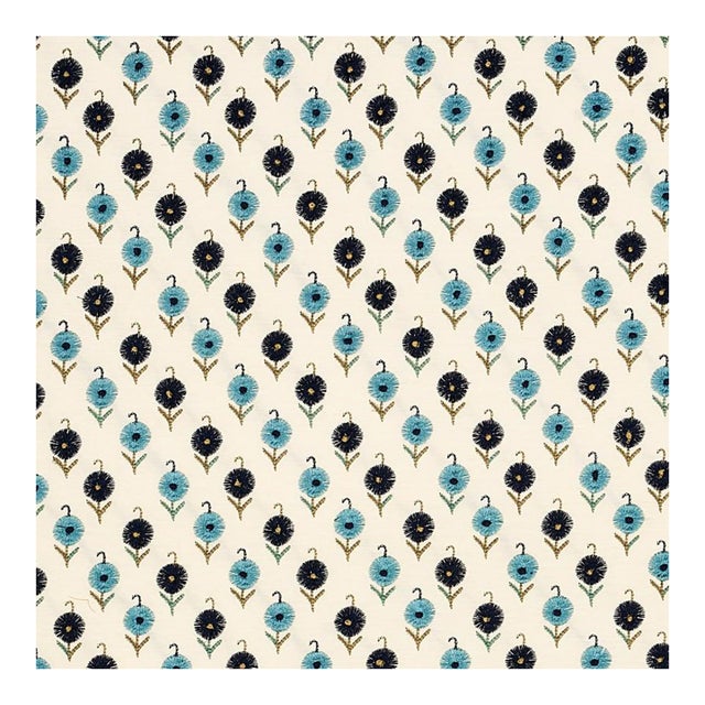 Sample - Schumacher Avodica Embroidery Fabric in Aegean For Sale