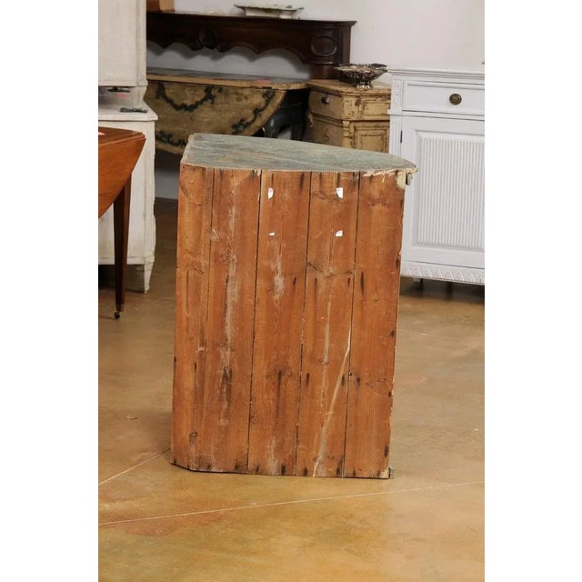 1790s Swedish Gustavian Period Blue Painted Wall Hanging Corner Cabinet For Sale - Image 9 of 12