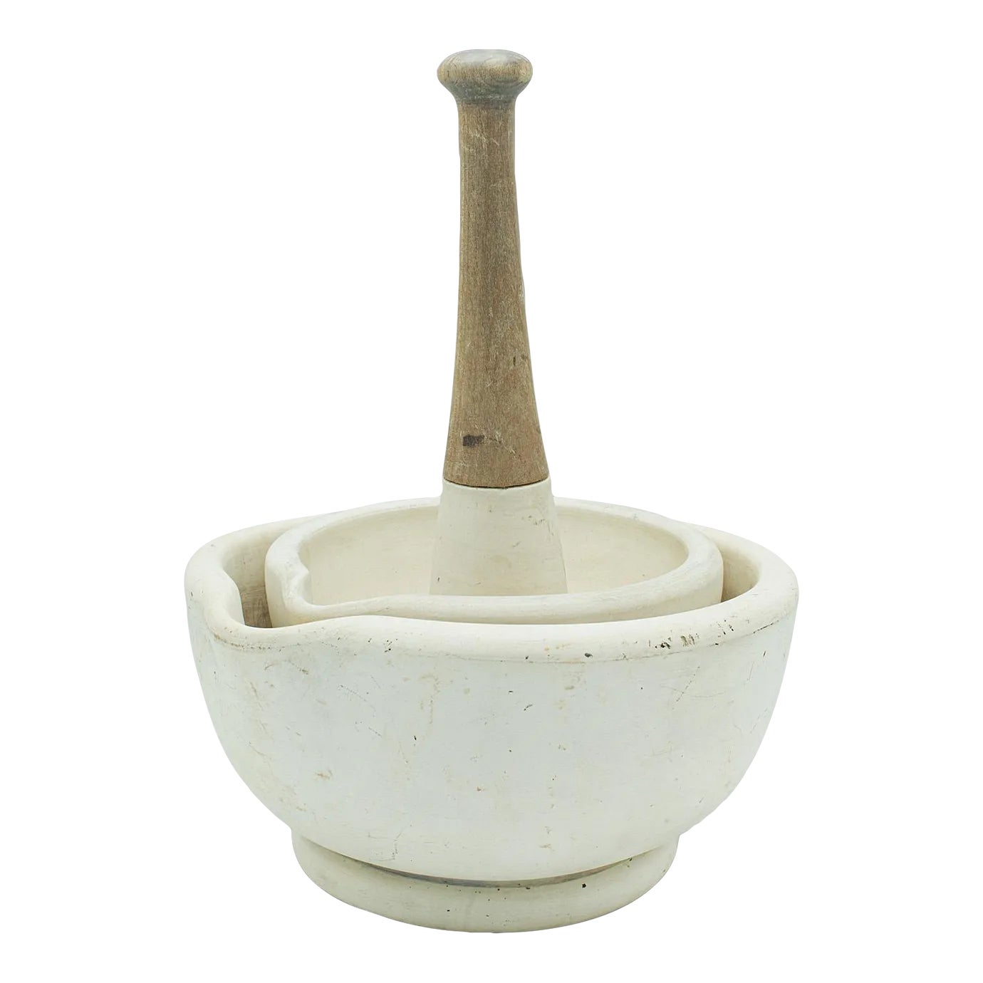 1900s Victorian Antique Mortar and Pestle Duo English Ceramic