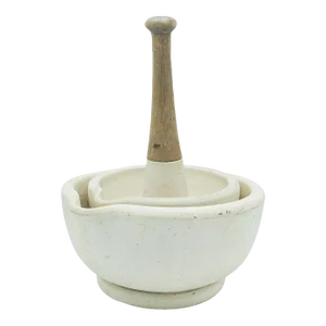 1900s Victorian Antique Mortar and Pestle Duo, English, Ceramic, Kitchen, Apothecary
