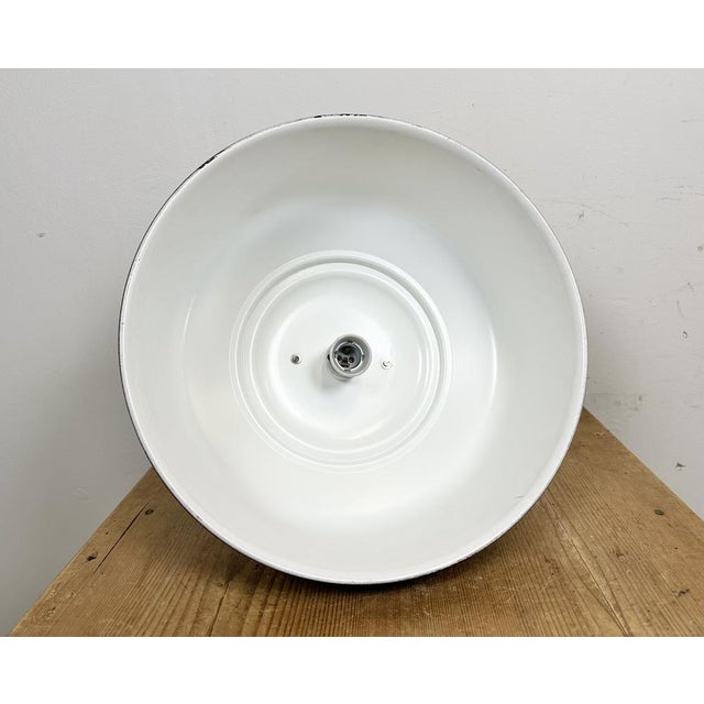 Industrial Black Pendant Factory Lamp with Cast Iron Top, 1970s For Sale - Image 16 of 17