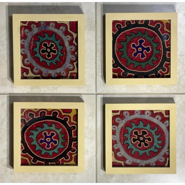 Contemporary Set of Four Antique Suzani Wall Hanging For Sale - Image 3 of 12