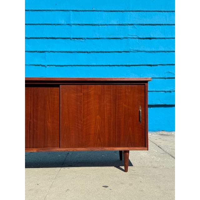 Wood 1960's Compact Walnut Credenza For Sale - Image 7 of 10