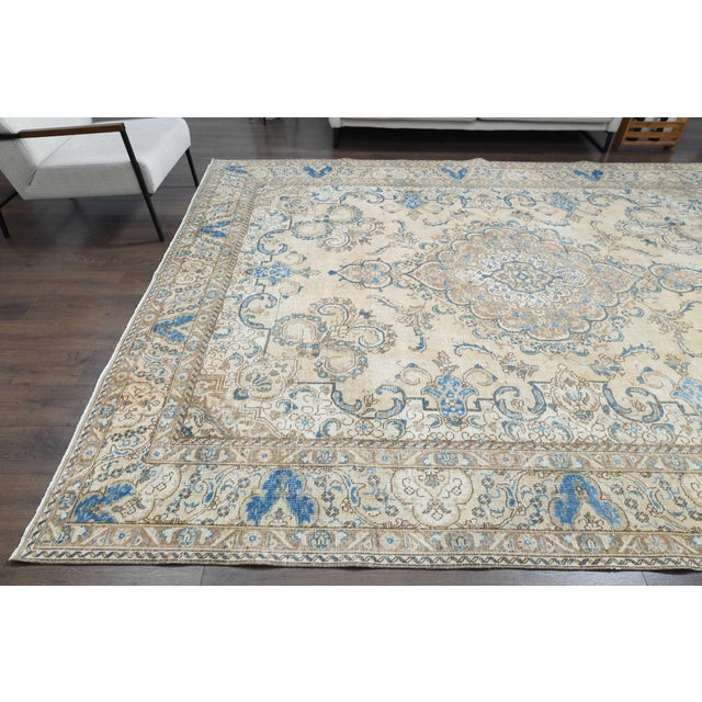 1970s Vintage Persian Handmade Wool Cotton Area Rug For Sale - Image 10 of 11