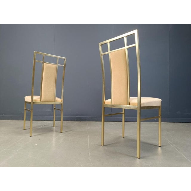 Hollywood Regency Vintage Brass Dining Chairs from Belgochrom, 1970s, Set of 6 For Sale - Image 3 of 13