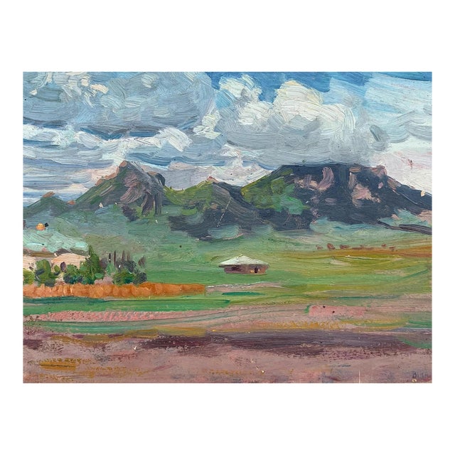 Mountain Landscape Antique Oil Painting Original Soviet Art Ukrainian Artist Naake v.v. 16-21 1930s For Sale