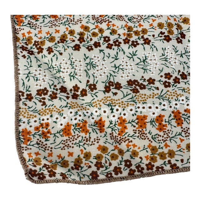 1970s Handmade Calico Print Earth Tone Napkins- Set of 7 For Sale