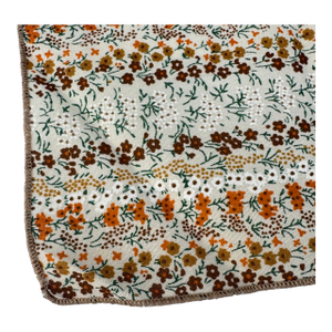 1970s Handmade Calico Print Earth Tone Napkins- Set of 7