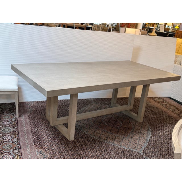 Restoration Hardware Heston Dining Table + Eight Linen Dining Chairs, Set For Sale - Image 11 of 12