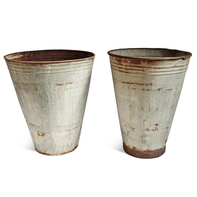 Vintage Industrial Farmhouse French Galvanized Bin Planter For Sale - Image 4 of 4