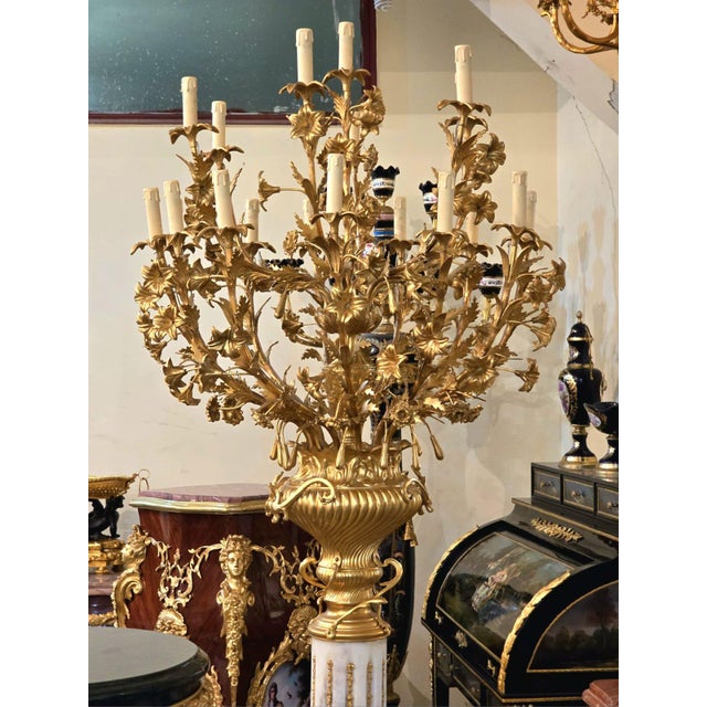 Bring timeless European elegance into your space with this magnificent Louis XVI-style pedestal candelabra, exquisitely...