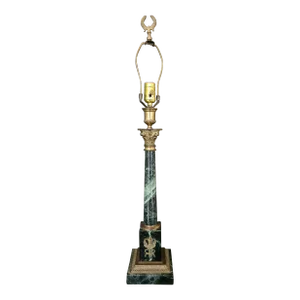 Late 20th Century Corinthian Column Marble and Bronze Lamp