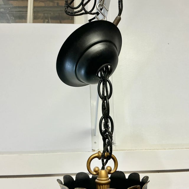 1970s Vintage Fredrick Cooper Italian Neoclassical French Empire Tole Chandelier, Hand Painted. For Sale - Image 10 of 15