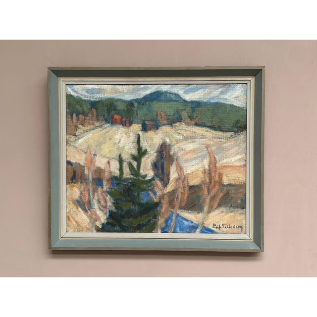 Original Swedish Oil on Canvas – “Landscape” by Rolf Eriksson – Signed – Vintage & Framed – 58 × 49.5 cm (22.8" × 19.5")...