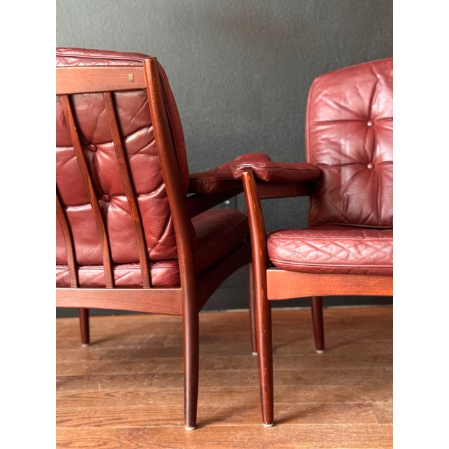 1960s 1960s Pair of Swedish Mid-Century Modern Teak Lounge Chairs by Göte Möbler, Original Leather For Sale - Image 5 of 12