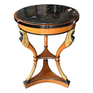 1960s Neoclassical-Style Tripod Accent Table With Marble Top For Sale