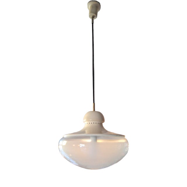 Blown Glass and Metal Pendant Lamp, Italy, 1960s For Sale