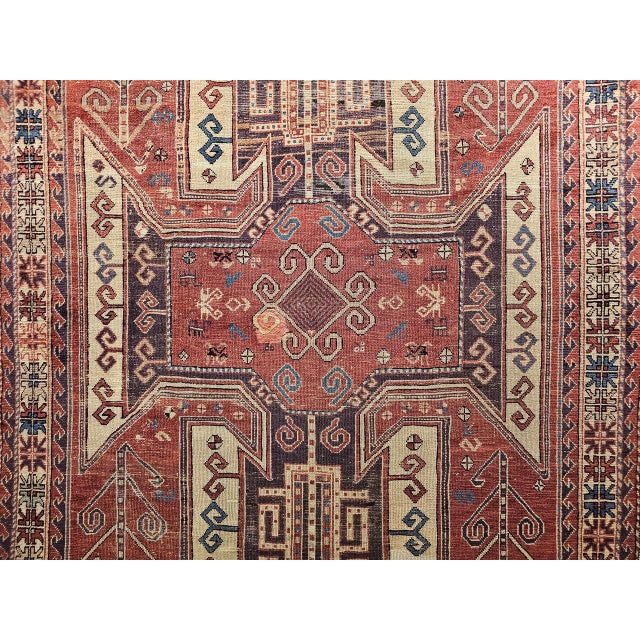 Antique Caucasian Kazak Sevan Area Rug, Handwoven Wool, Geometric Design, 1900s, 6' x 9' For Sale - Image 12 of 17