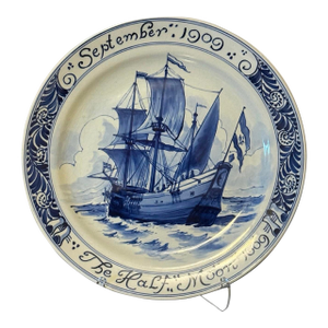 1909 Royal Delft Hand-Painted “Halve Maen” Commemorative Charger – De Porceleyne Fles