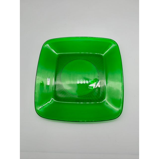 Glass Vintage Anchor Hocking Forest Green "Charm" Pattern Luncheon Plates, Setting Set of 3, 1950s For Sale - Image 7 of 15