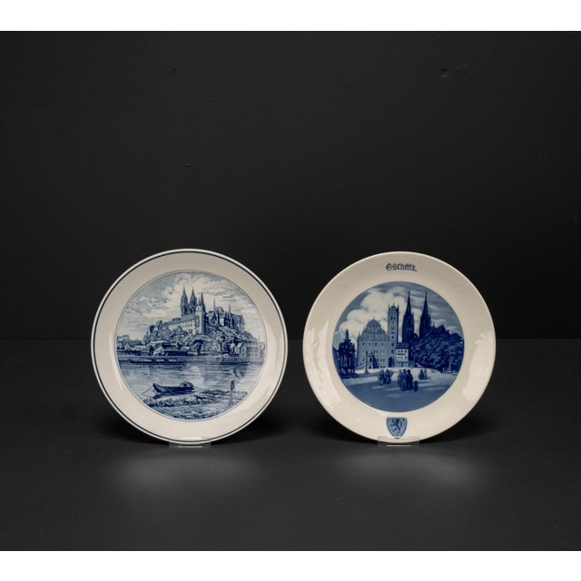 Hand-Painted Porcelain Plates with City Motifs from Meissen, 2010s, Set of 2 For Sale - Image 9 of 10