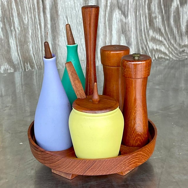 Italian Mid 20th Century Vintage MCM Arni Form Condiment Lazy Susan- 7 Pieces For Sale - Image 3 of 10