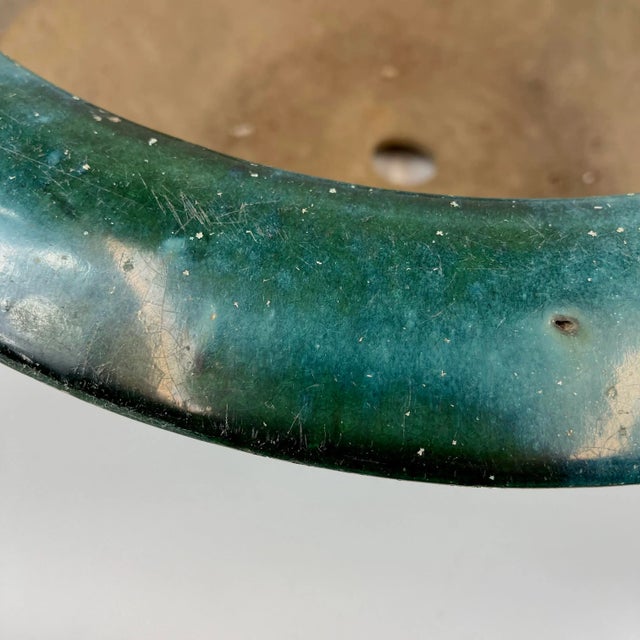 19th Century Teal Colored Large Ceramic Planter Bowl For Sale - Image 9 of 11