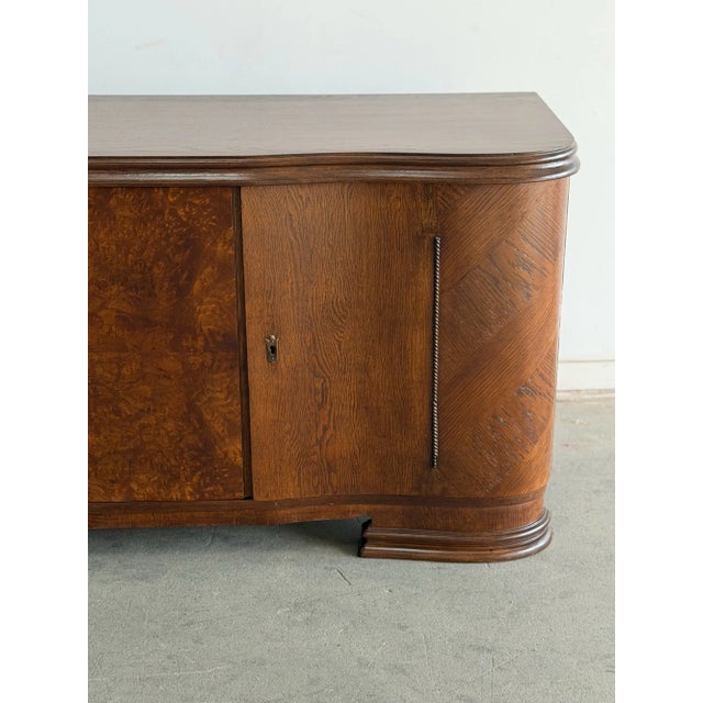 Wood 1940s Art Deco Credenza in Oak and Walnut For Sale - Image 7 of 13
