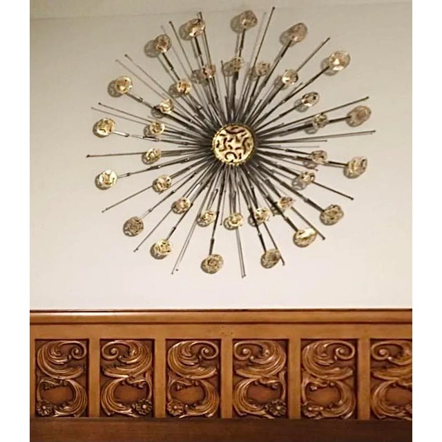 1960s Double Brass Brutalist Sunburst Metal Wall Sculpture Chairish