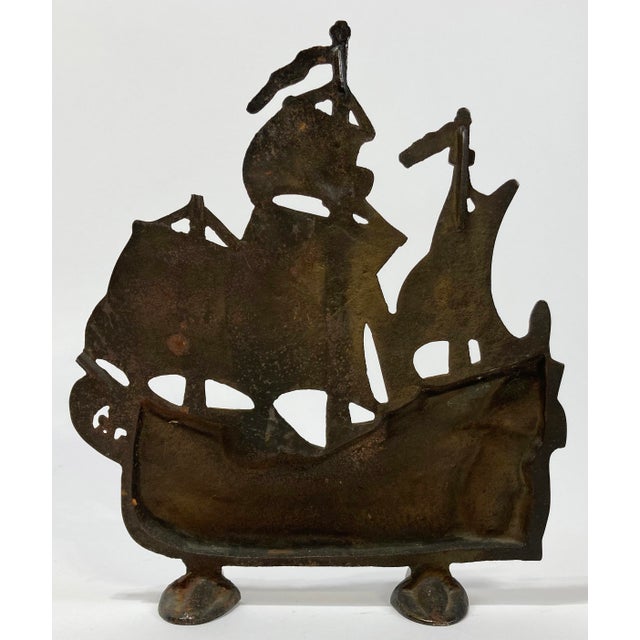 Antique Cast Iron Pirate Ship Doorstop For Sale - Image 4 of 8