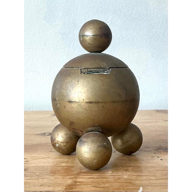 Metal Vintage Gusums Brass Inkwell For Sale - Image 7 of 12
